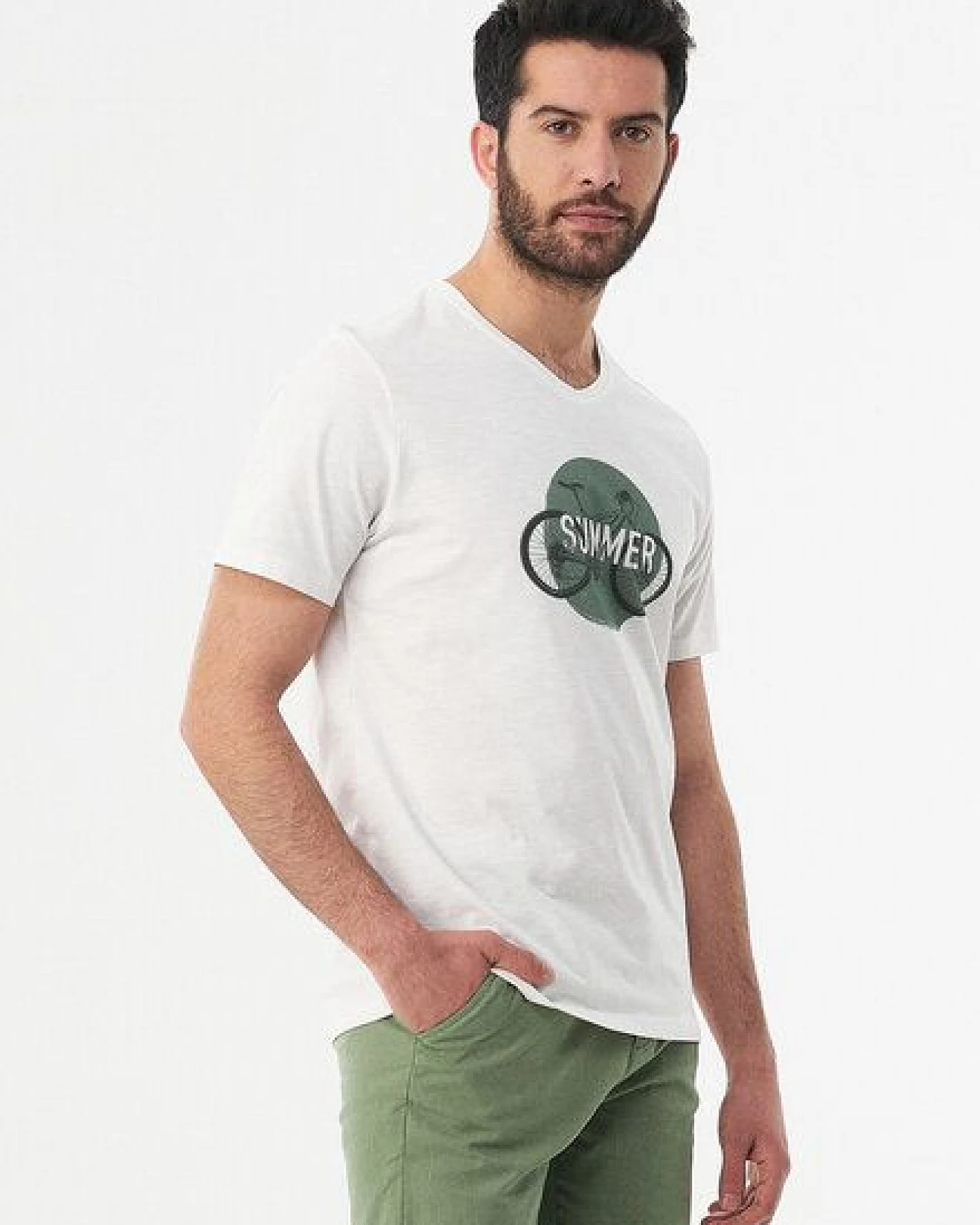 ORGANICATION T-Shirt aus Bio-Baumwolle mit Fahrrad-Print – Ansicht 3