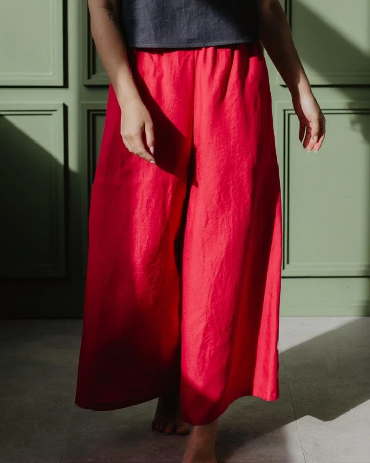 AmourLinen Damen vegan Hose Isabella Viva Magenta