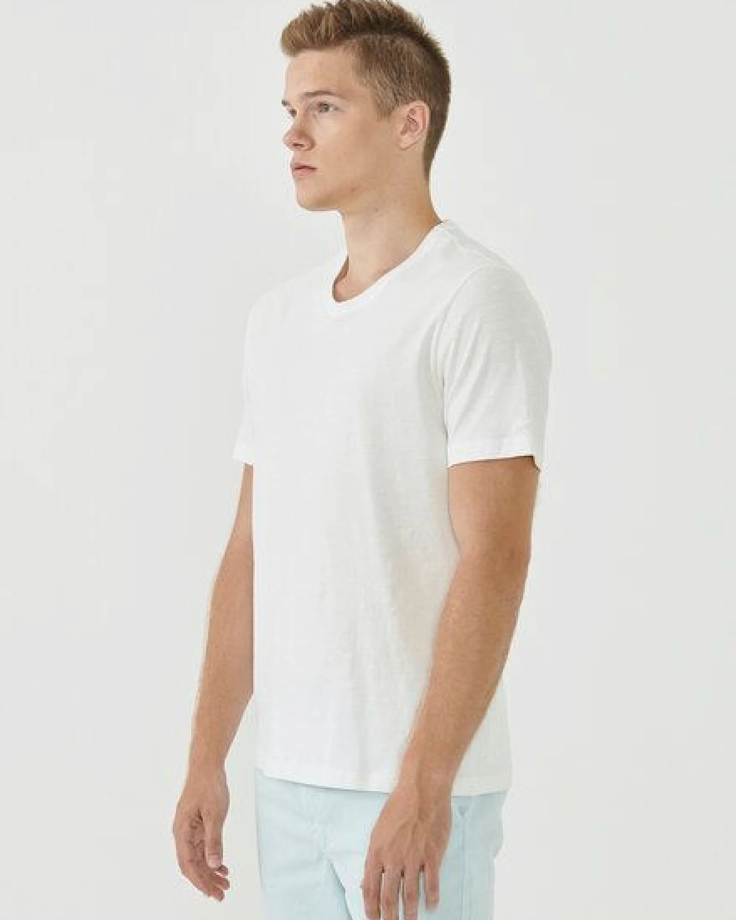 ORGANICATION Basic T-Shirt aus Bio-Baumwolle mit V-Ausschnitt – Ansicht 3