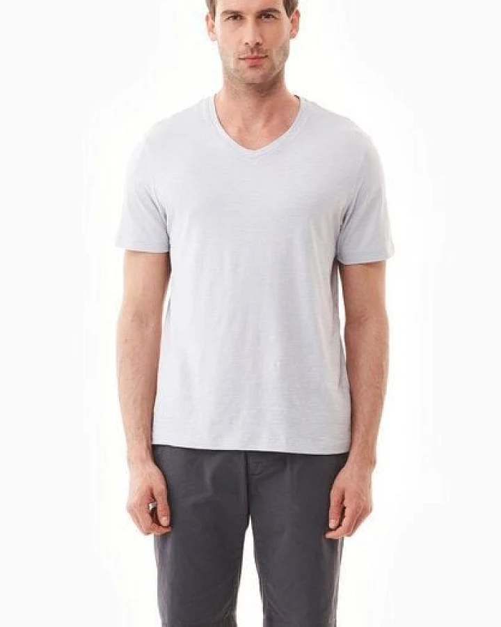 ORGANICATION Basic T-Shirt aus Bio-Baumwolle mit V-Ausschnitt