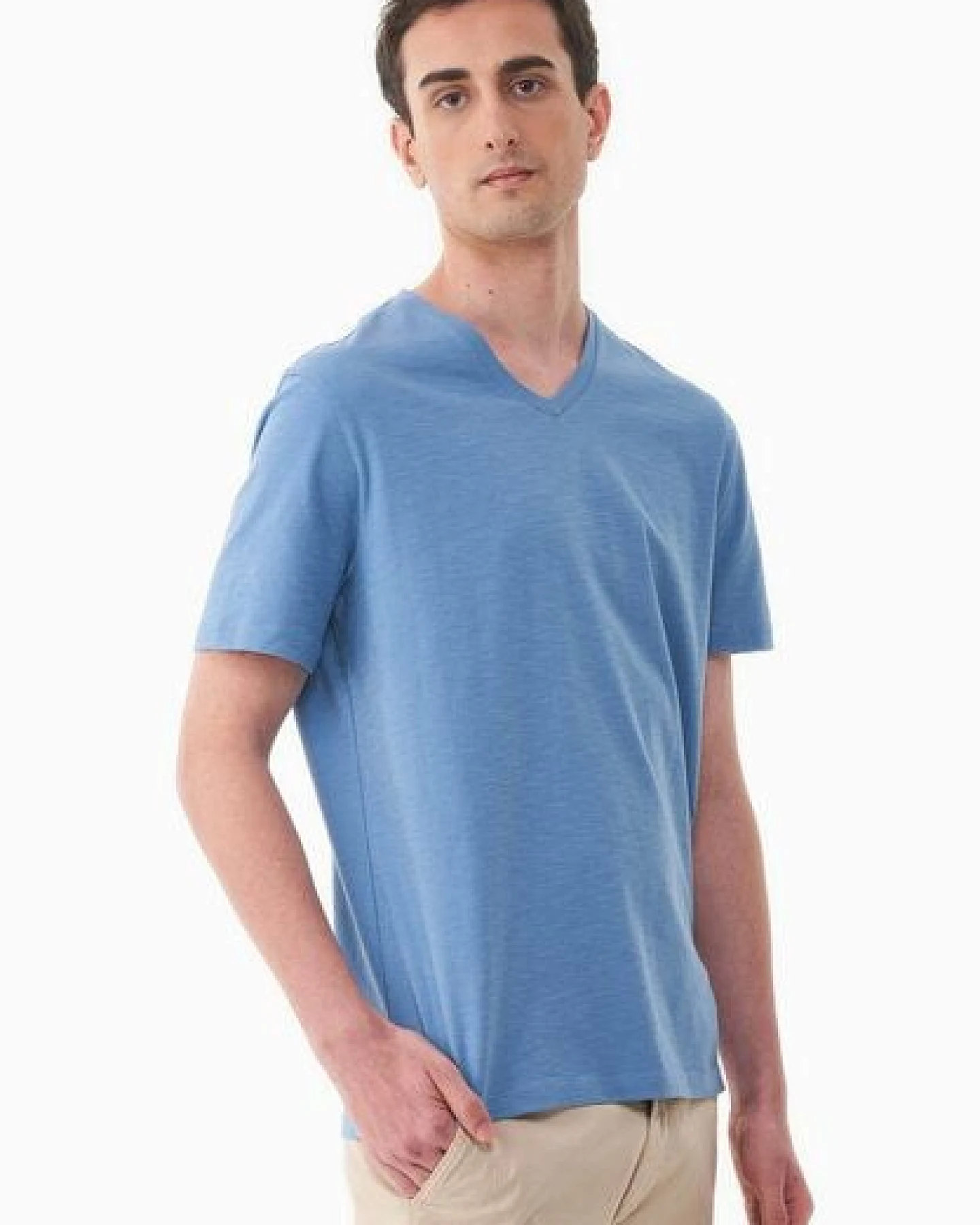ORGANICATION Basic T-Shirt aus Bio-Baumwolle mit V-Ausschnitt – Ansicht 3