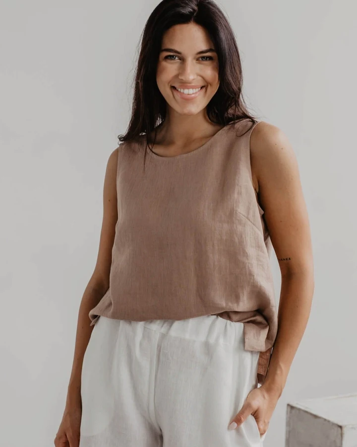 AmourLinen Damen vegan Top Classical Colette Rosy Brown