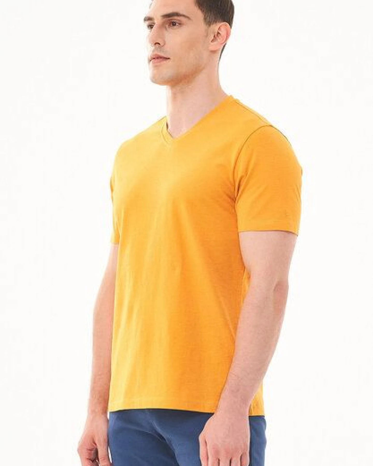 ORGANICATION Basic T-Shirt aus Bio-Baumwolle mit V-Ausschnitt – Ansicht 3