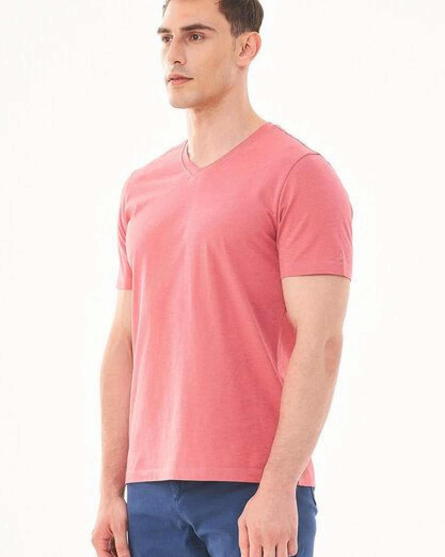 ORGANICATION Basic T-Shirt aus Bio-Baumwolle mit V-Ausschnitt – Ansicht 3