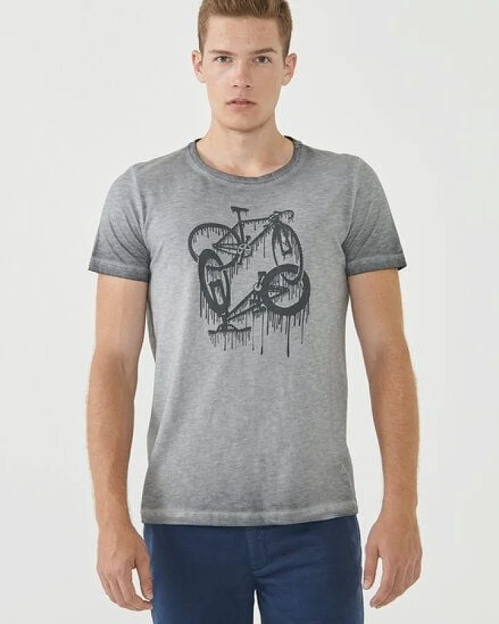 ORGANICATION Cold Pigment Dyed T-Shirt aus Bio-Baumwolle mit Fahrrad-Print