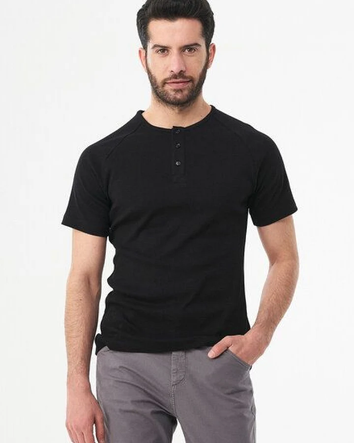 ORGANICATION Henley-Shirt aus Bio-Baumwolle mit Raglanärmeln