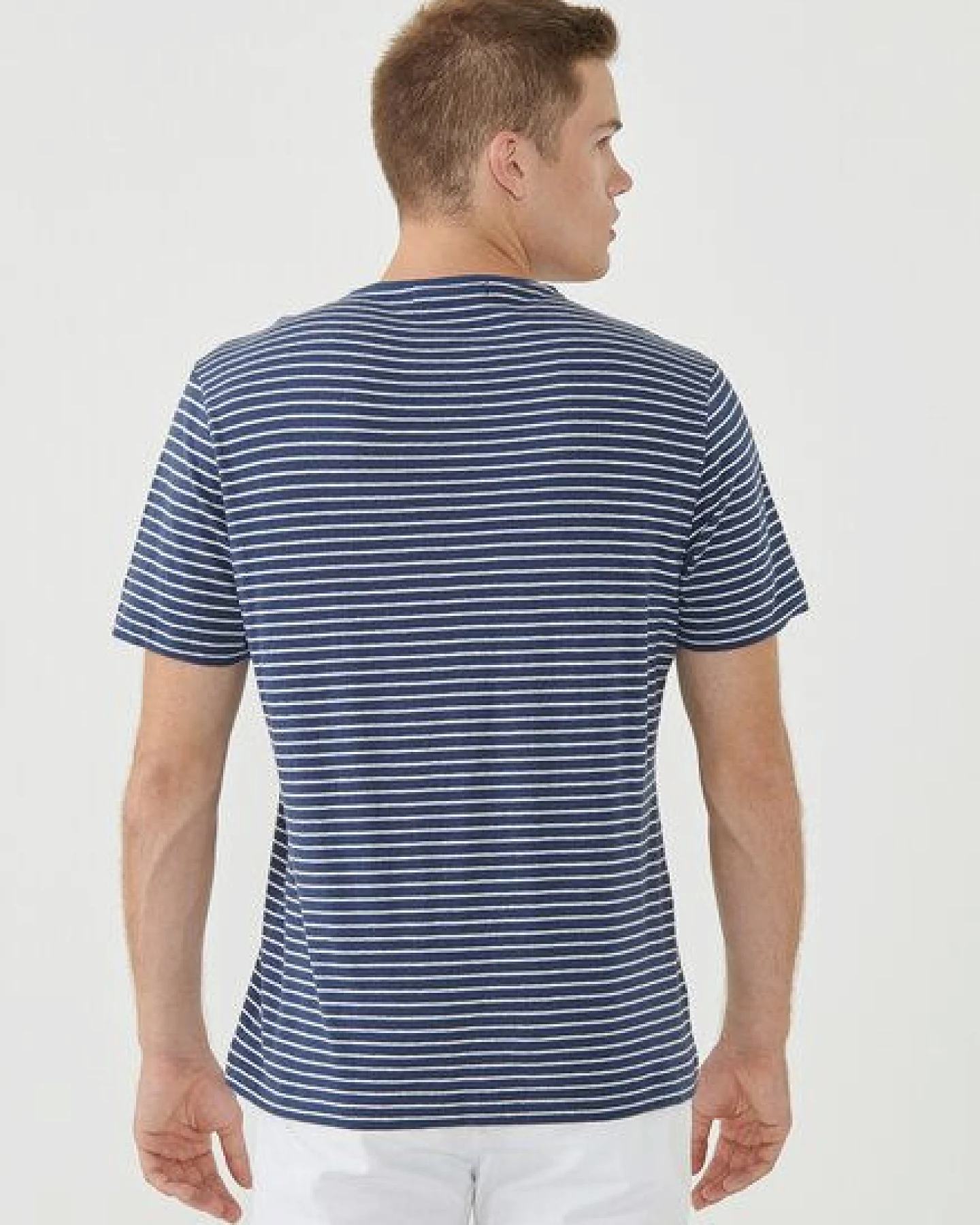 ORGANICATION Gestreiftes T-Shirt aus Bio-Baumwolle und Leinen – Ansicht 4