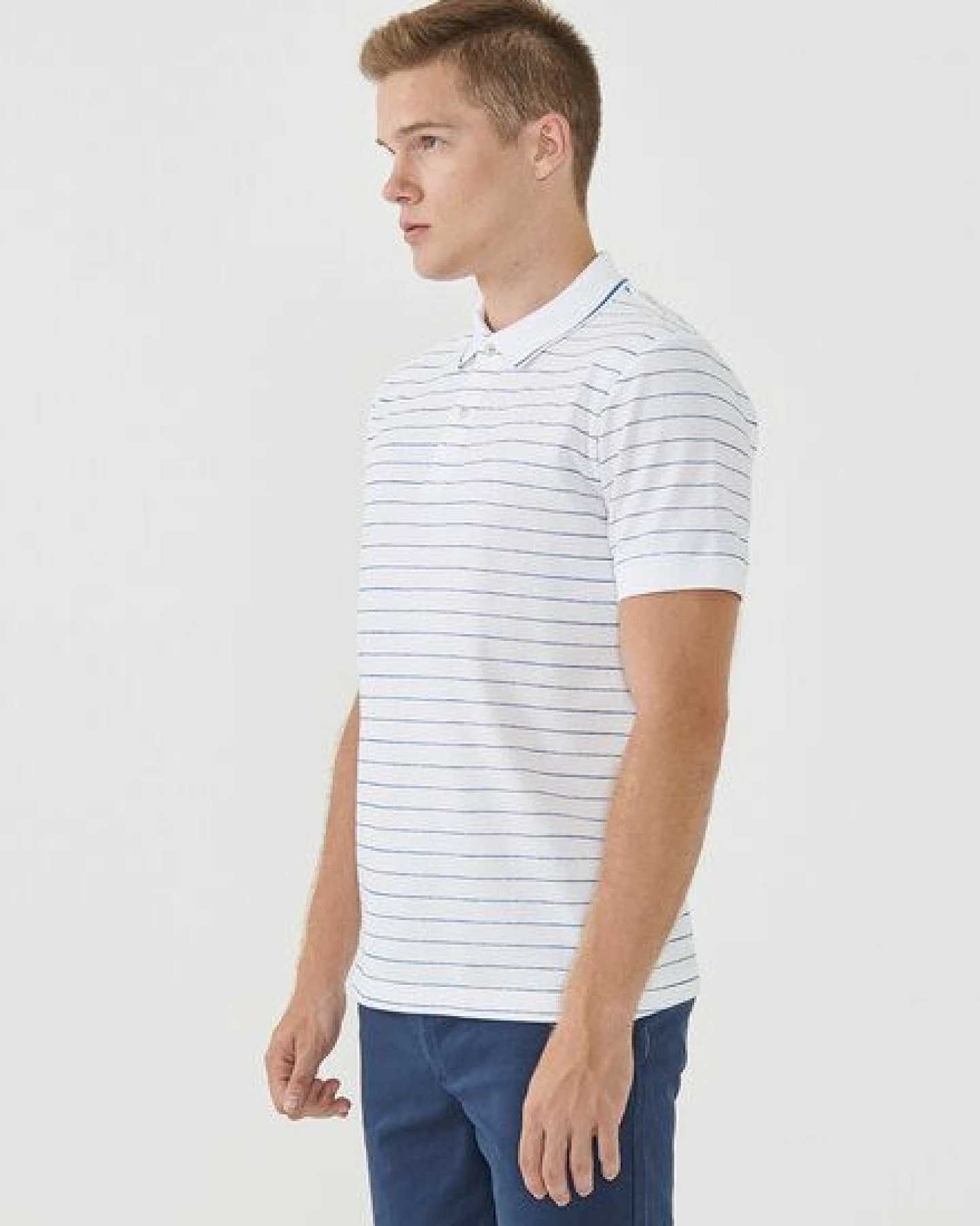 ORGANICATION Gestreiftes Poloshirt aus Bio-Baumwolle – Ansicht 3