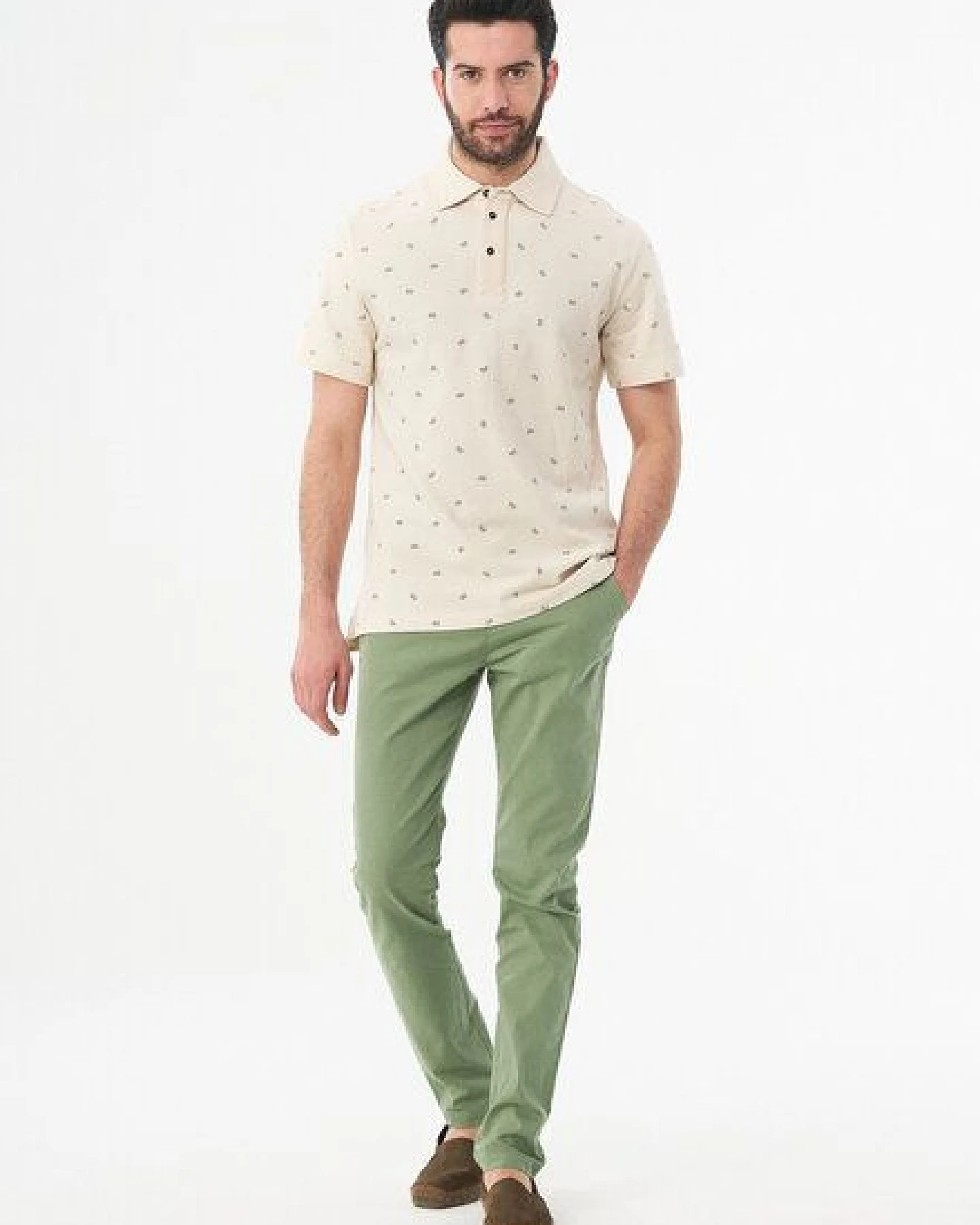 ORGANICATION Poloshirt aus Bio-Baumwolle mit Allover-Print – Ansicht 2