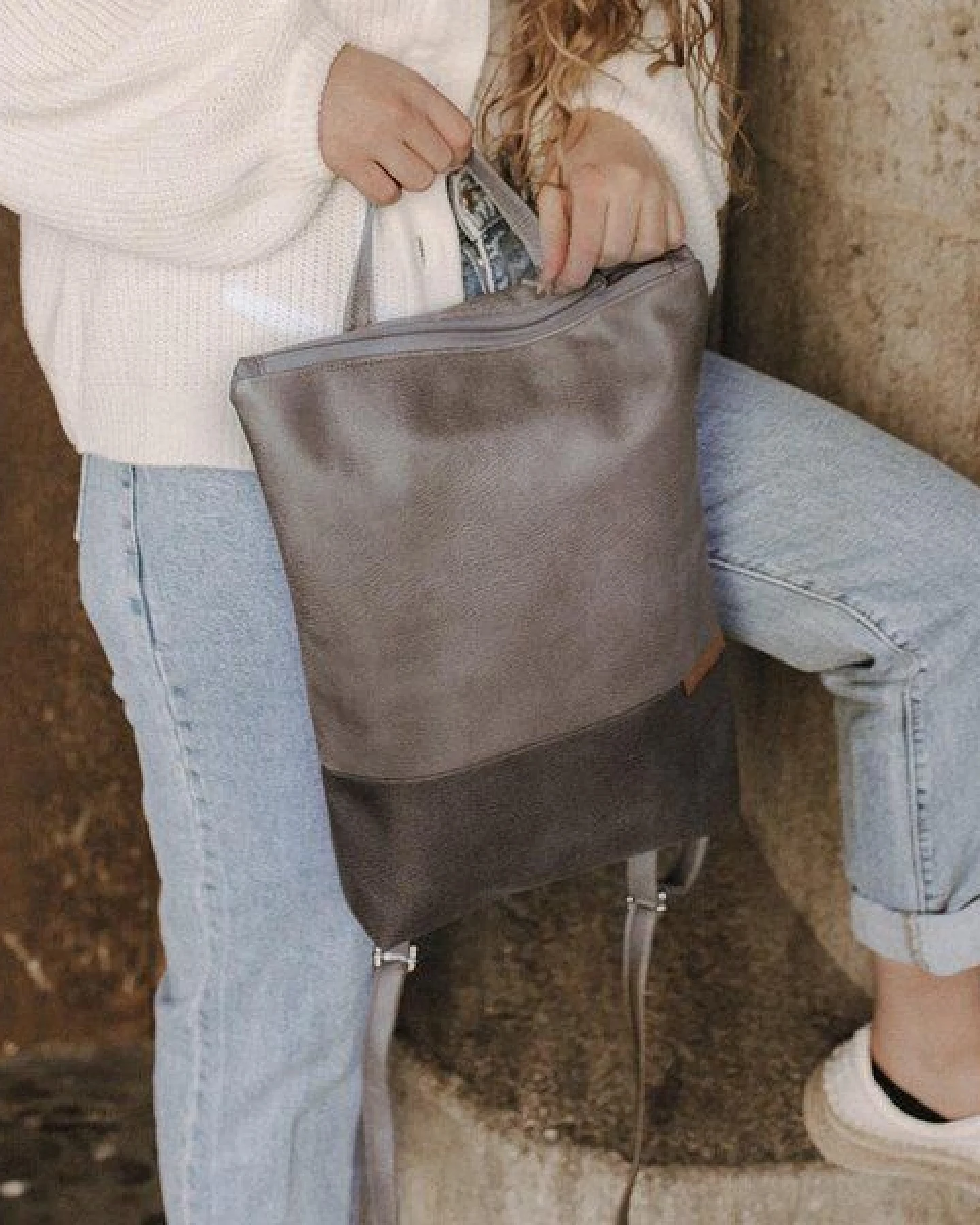 BOWLEANIES TASCHEN City Rucksack aus Lederfaserstoff – Ansicht 2