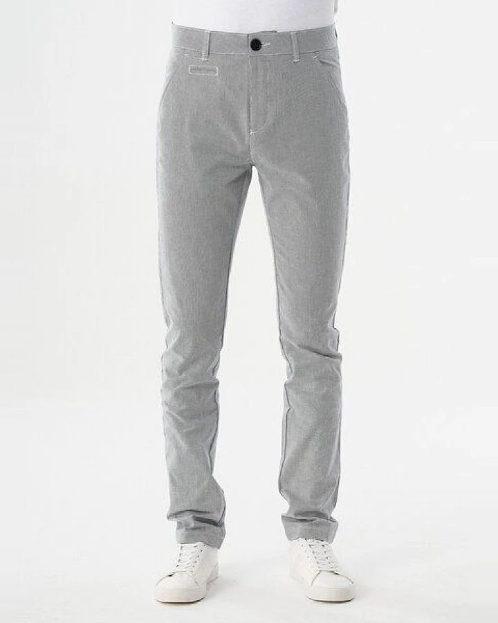 ORGANICATION Slim Chino-Hose aus Bio-Baumwolle mit Streifenmuster