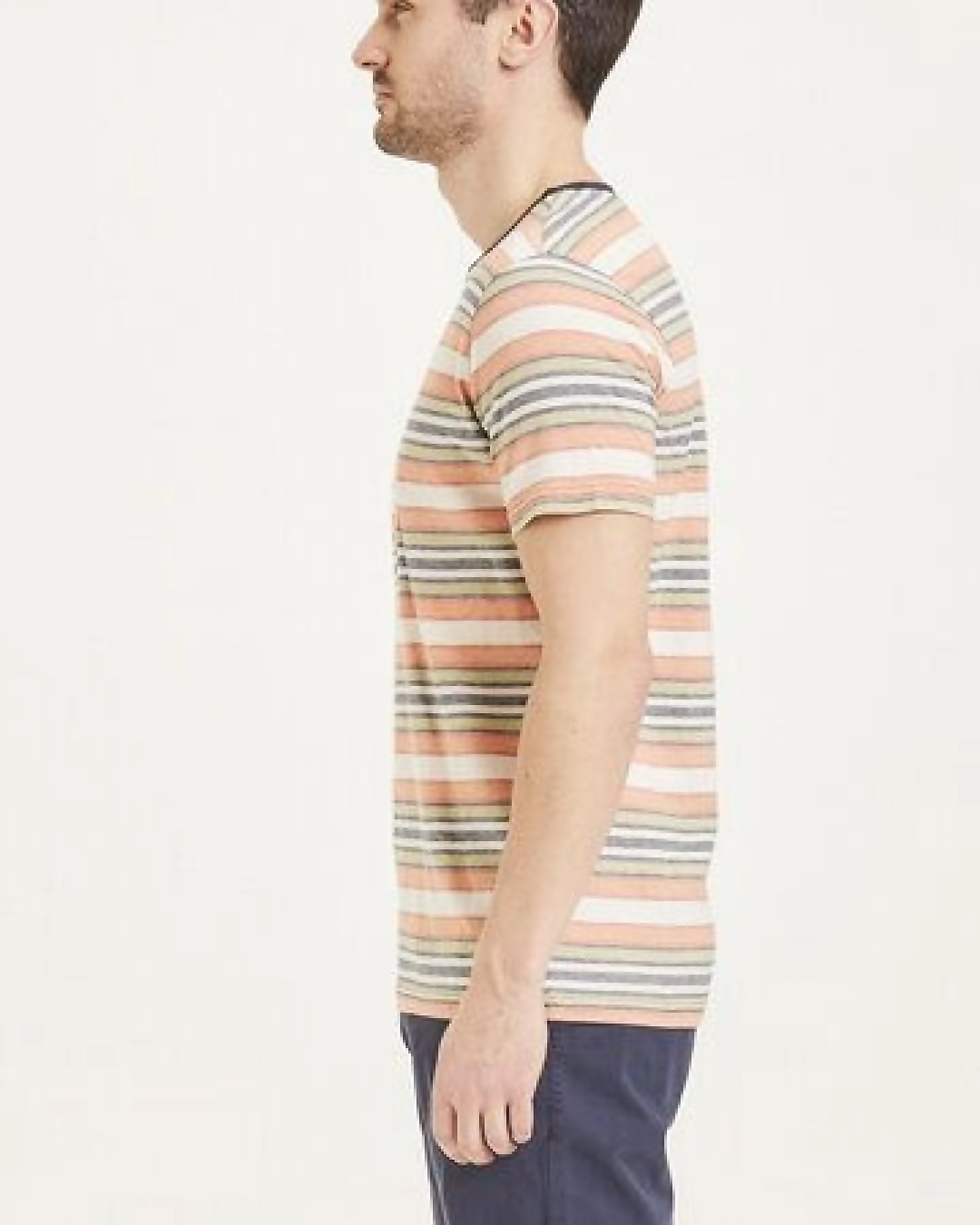 KnowledgeCotton Apparel Herren T-Shirt "ALDER striped tee" - GOTS/Vegan, Abricut Buff – Ansicht 2