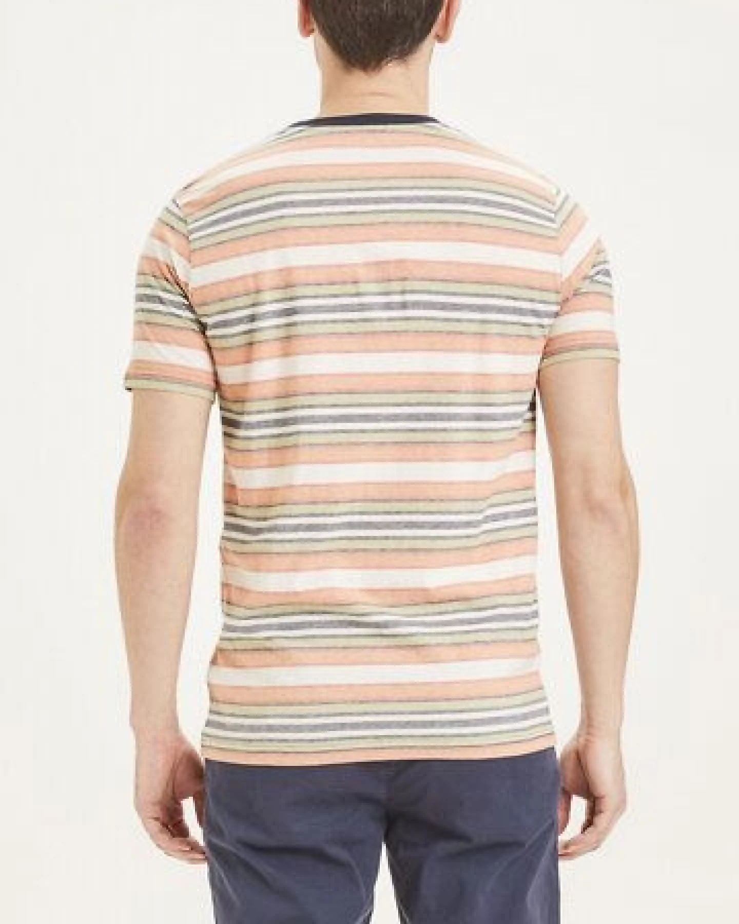 KnowledgeCotton Apparel Herren T-Shirt "ALDER striped tee" - GOTS/Vegan, Abricut Buff – Ansicht 3