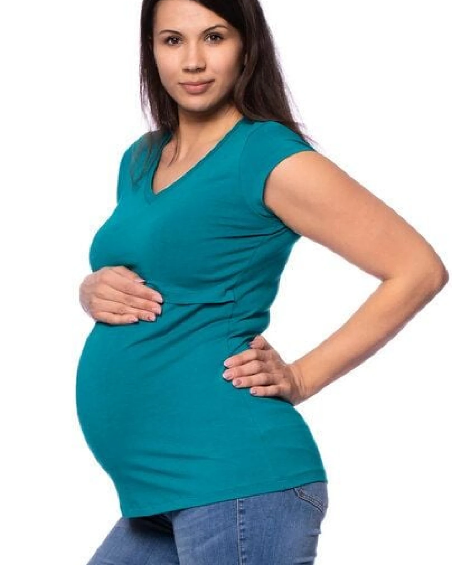 Milchshake 108 BASIC Umstands- und Stillshirt V-Neck mit kurzarm aus weicher Bio-Baumwolle – Ansicht 3