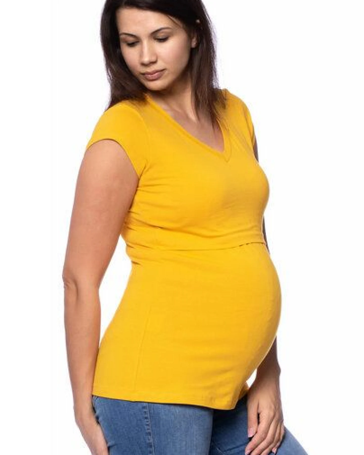 Milchshake 108 BASIC Umstands- und Stillshirt V-Neck mit kurzarm aus weicher Bio-Baumwolle – Ansicht 3