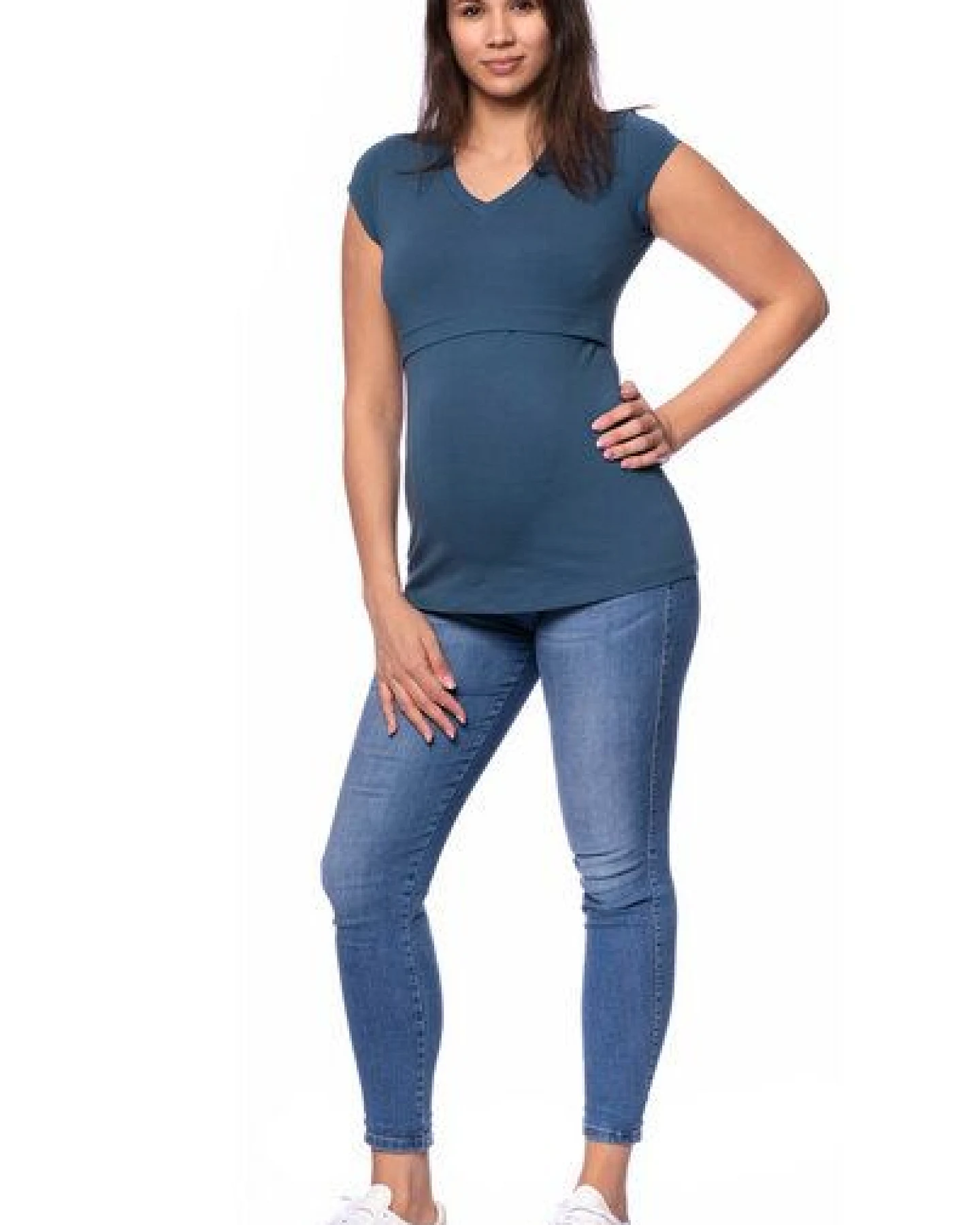 Milchshake 108 BASIC Umstands- und Stillshirt V-Neck mit kurzarm aus weicher Bio-Baumwolle – Ansicht 2
