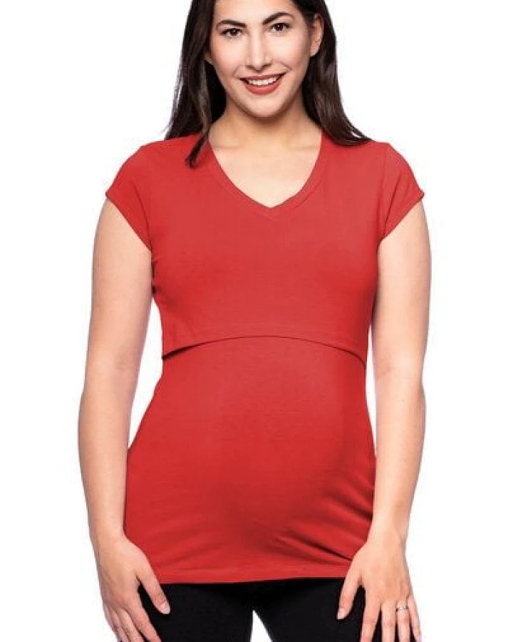 Milchshake 108 BASIC Umstands- und Stillshirt V-Neck mit kurzarm aus weicher Bio-Baumwolle