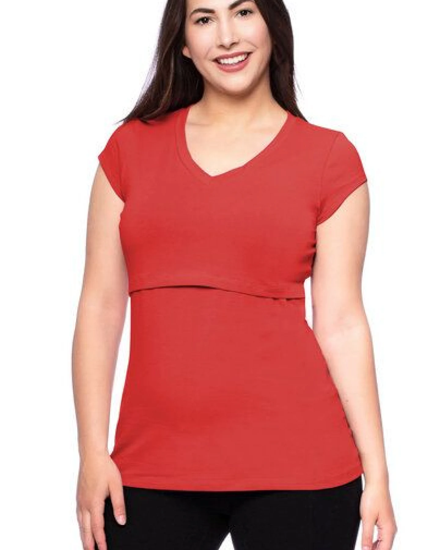 Milchshake 108 BASIC Umstands- und Stillshirt V-Neck mit kurzarm aus weicher Bio-Baumwolle – Ansicht 2