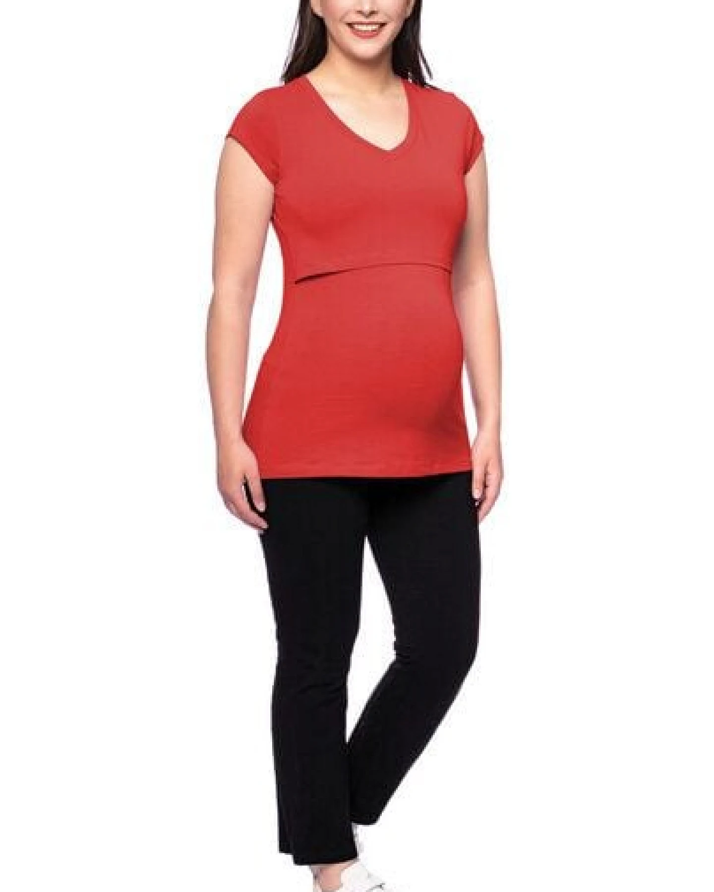 Milchshake 108 BASIC Umstands- und Stillshirt V-Neck mit kurzarm aus weicher Bio-Baumwolle – Ansicht 3