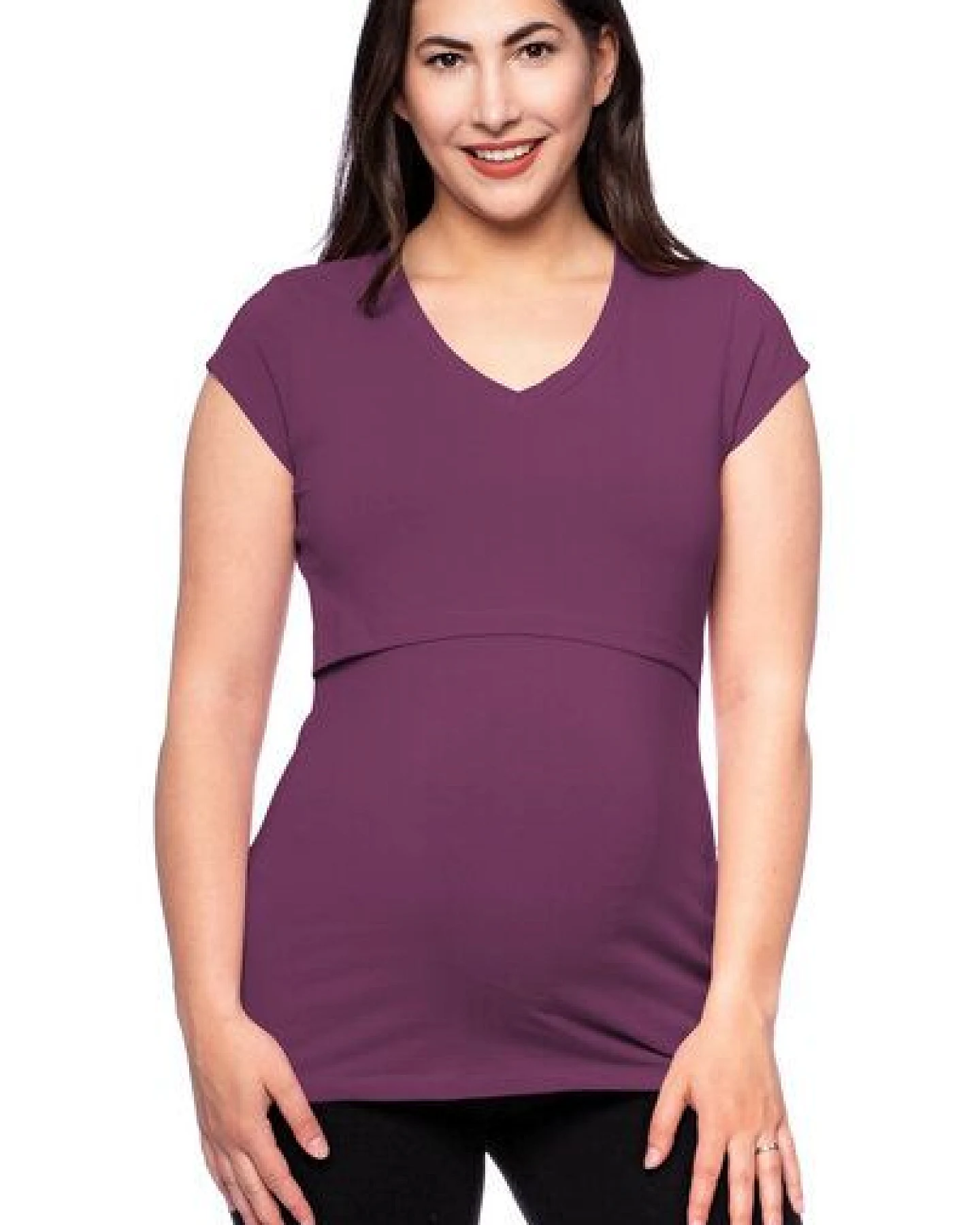 Milchshake 108 BASIC Umstands- und Stillshirt V-Neck mit kurzarm aus weicher Bio-Baumwolle – Ansicht 2