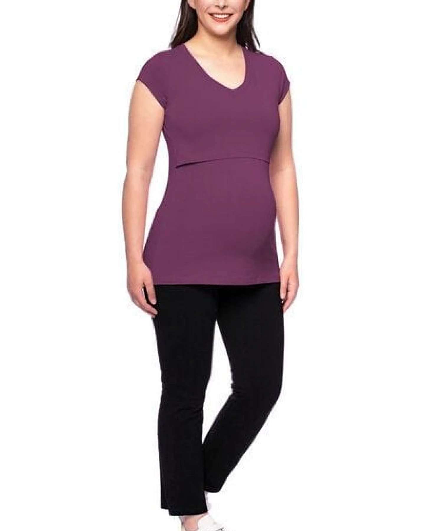 Milchshake 108 BASIC Umstands- und Stillshirt V-Neck mit kurzarm aus weicher Bio-Baumwolle – Ansicht 3