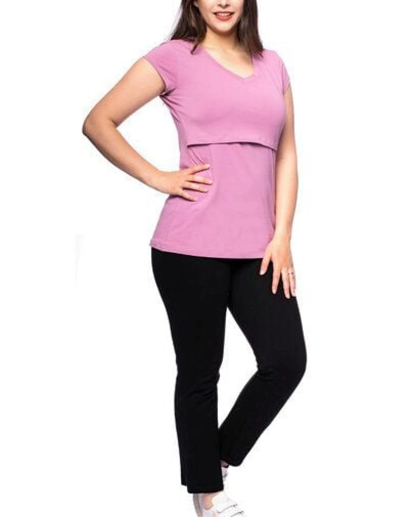 Milchshake 108 BASIC Umstands- und Stillshirt V-Neck mit kurzarm aus weicher Bio-Baumwolle – Ansicht 4