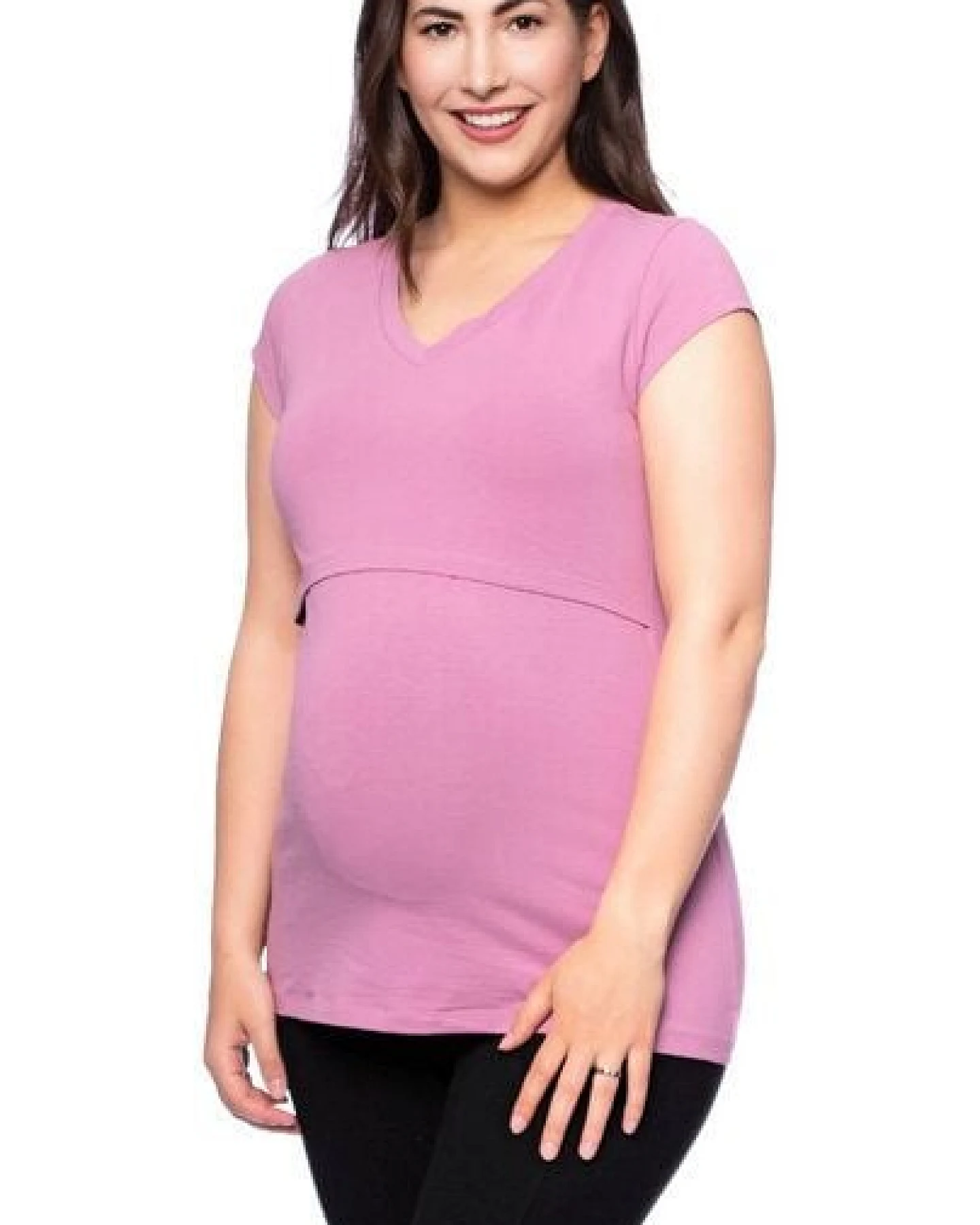 Milchshake 108 BASIC Umstands- und Stillshirt V-Neck mit kurzarm aus weicher Bio-Baumwolle – Ansicht 3
