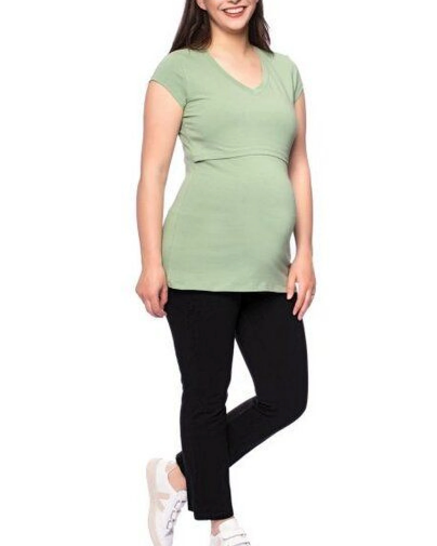 Milchshake 108 BASIC Umstands- und Stillshirt V-Neck mit kurzarm aus weicher Bio-Baumwolle – Ansicht 3