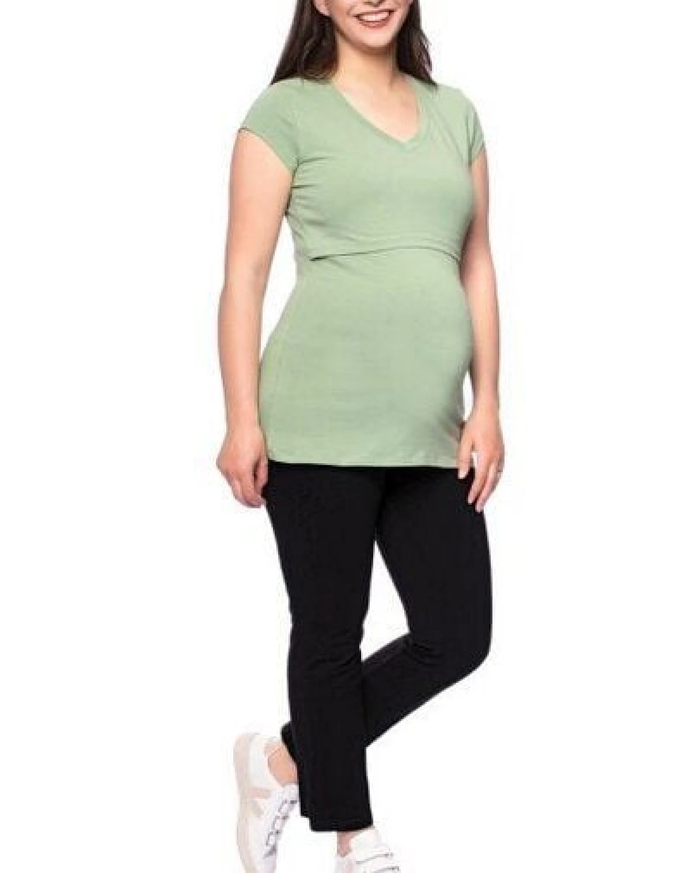 Milchshake 108 BASIC Umstands- und Stillshirt V-Neck mit kurzarm aus weicher Bio-Baumwolle – Ansicht 2