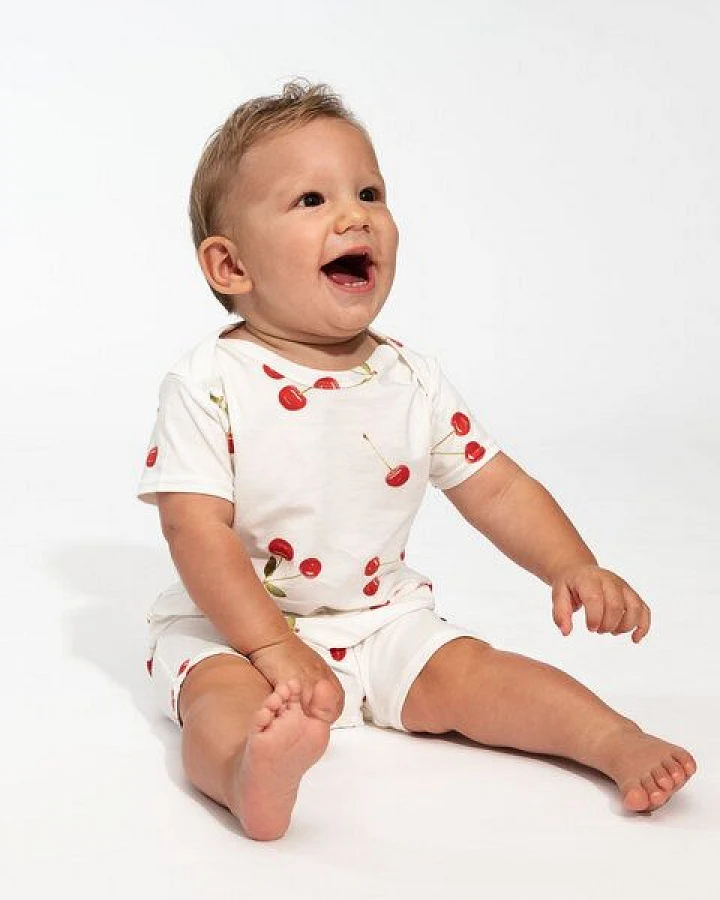 Snurk Baby Playsuit Body, Cherries -oder Krabben Design