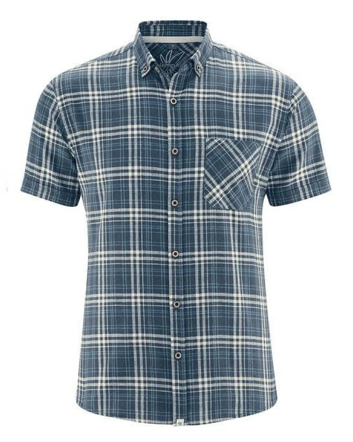 HempAge Herren Kurzarm-Hemd Hanf/Bio-Baumwolle