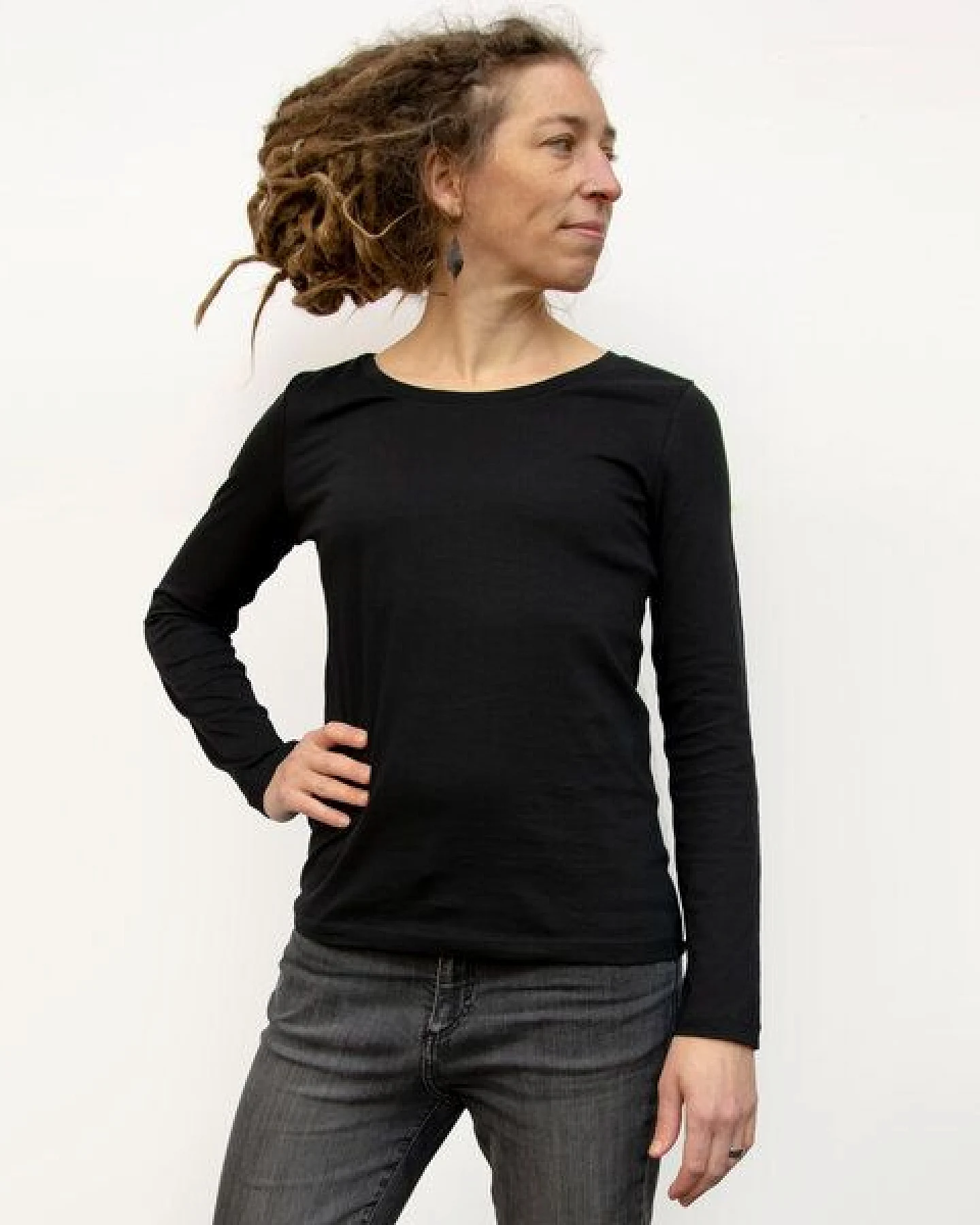 Cmig Franzi Fuchs Langarmshirt Damen schwarz – Ansicht 3