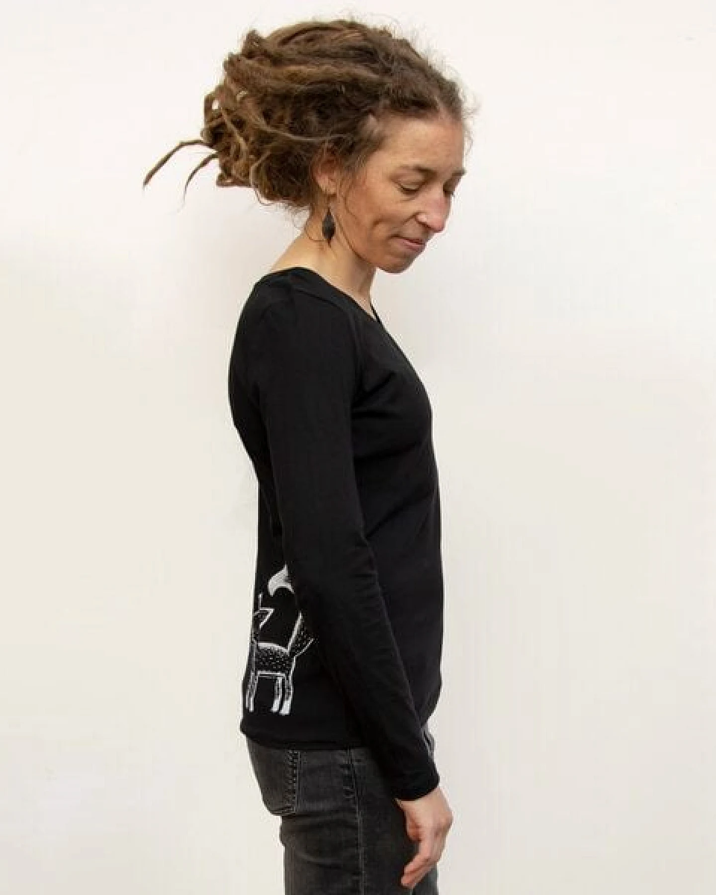 Cmig Franzi Fuchs Langarmshirt Damen schwarz – Ansicht 4