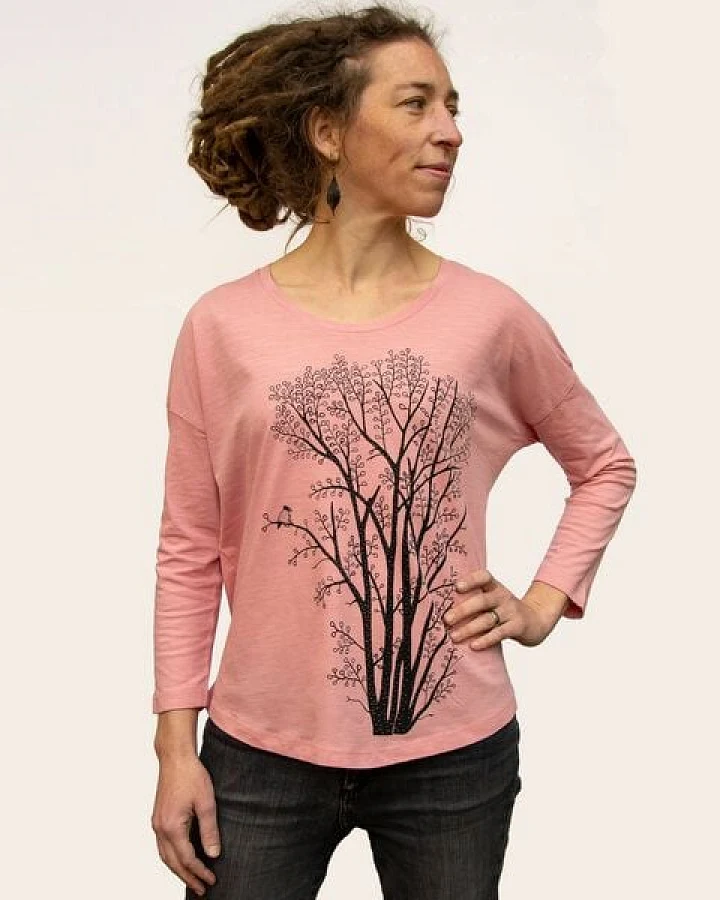 Cmig Erle mit Elster 3/4-Ärmel-T-Shirt in canyon pink