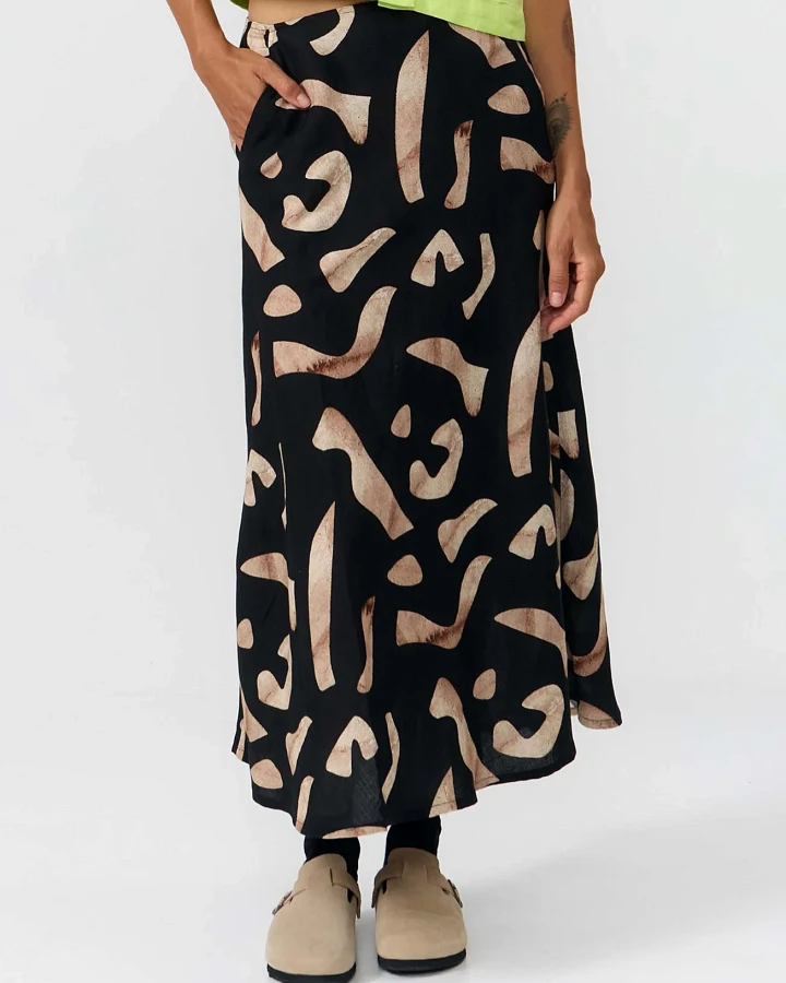 SUITE13LAB Damen vegan Rock Belen Print Stones Schwarz