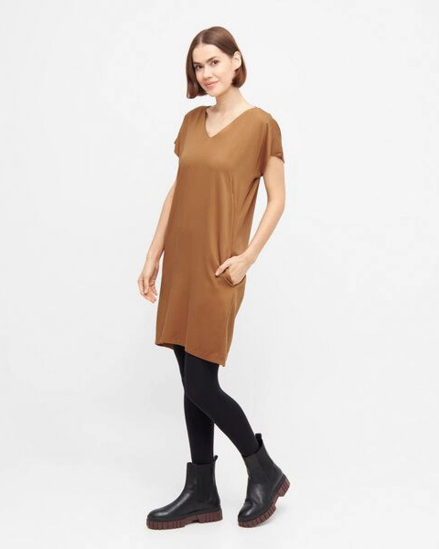 WiDDA berlin Kleid CARO aus Viskose in Curry – Ansicht 2