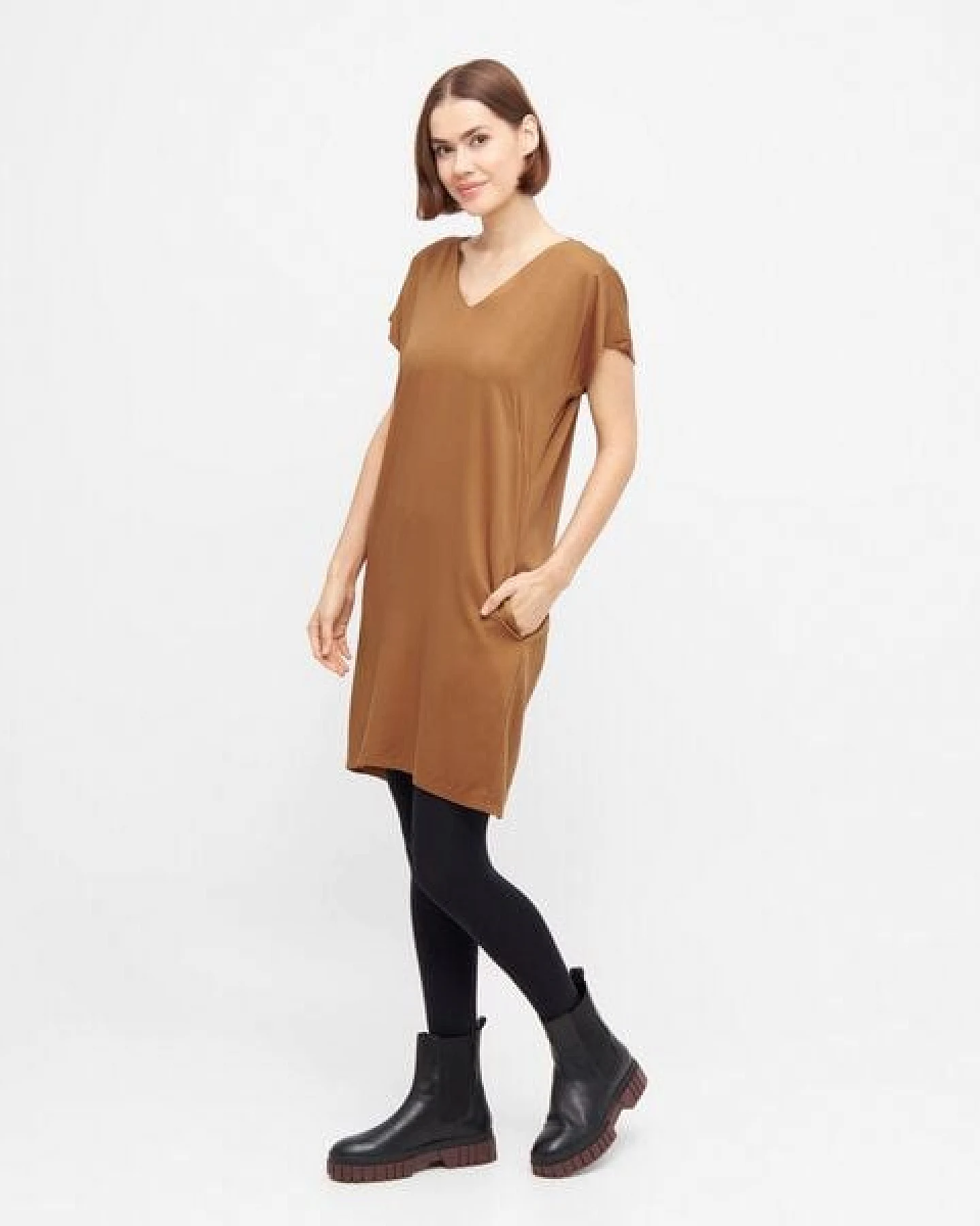 WiDDA berlin Kleid CARO aus Viskose in Curry – Ansicht 2
