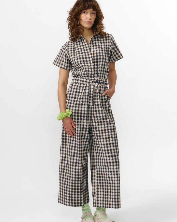 SUITE13LAB Damen vegan Jumpsuit Alme Check Grau