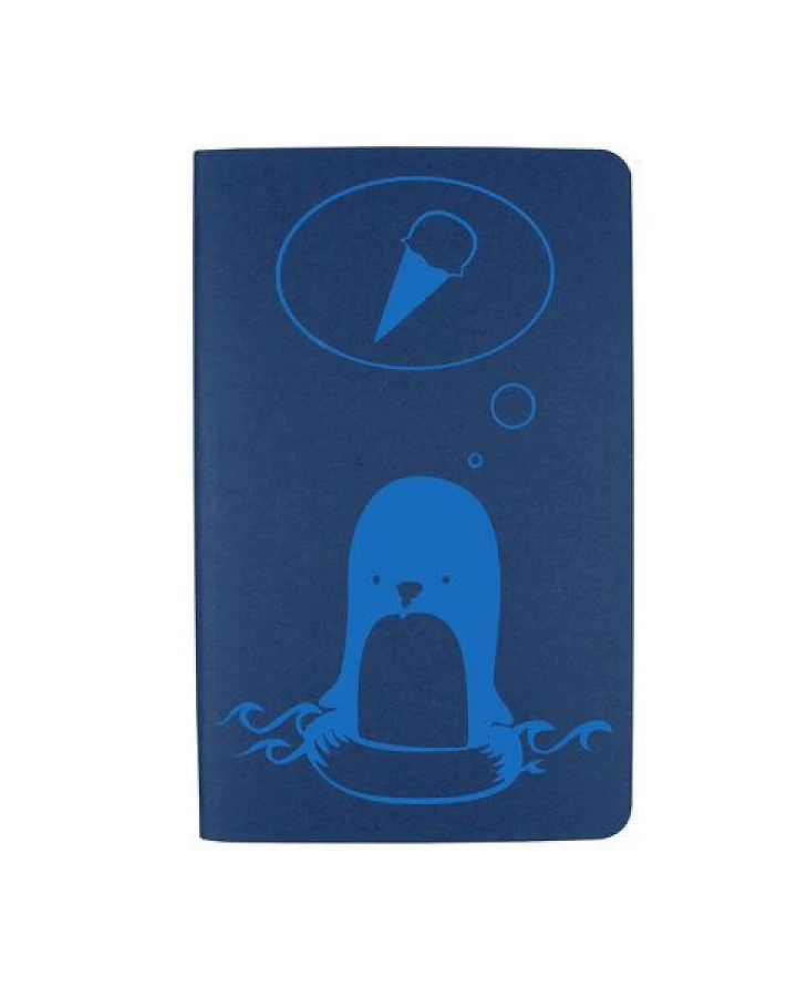 HANDGEDRUCKT A6 "Pinguin" Notizheft, ca. A6 blanko