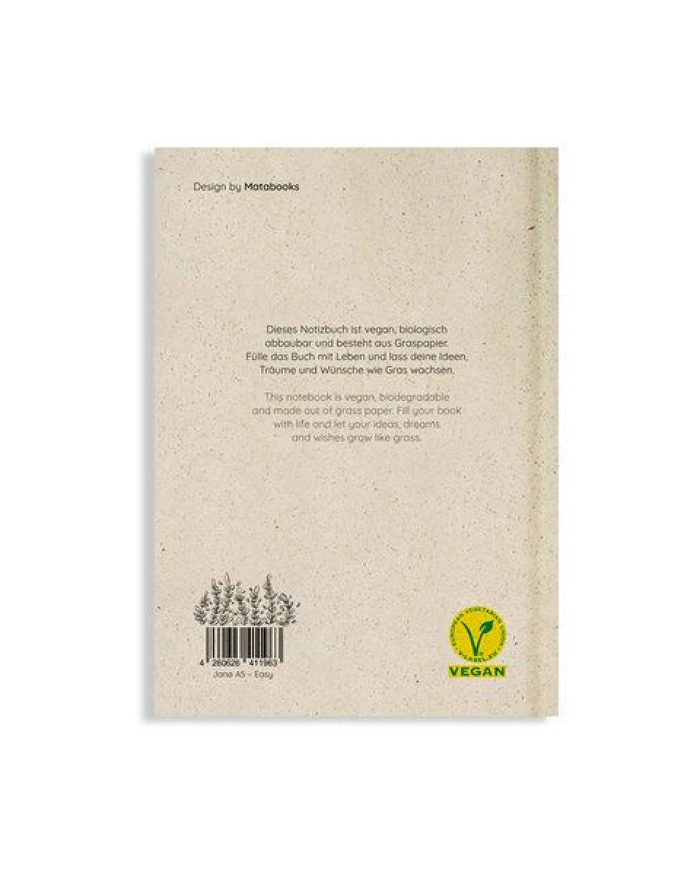 matabooks® Nachhaltiges A5 Notizbuch/Tagebuch/Skizzenbuch aus Graspapier – Jana – Ansicht 3