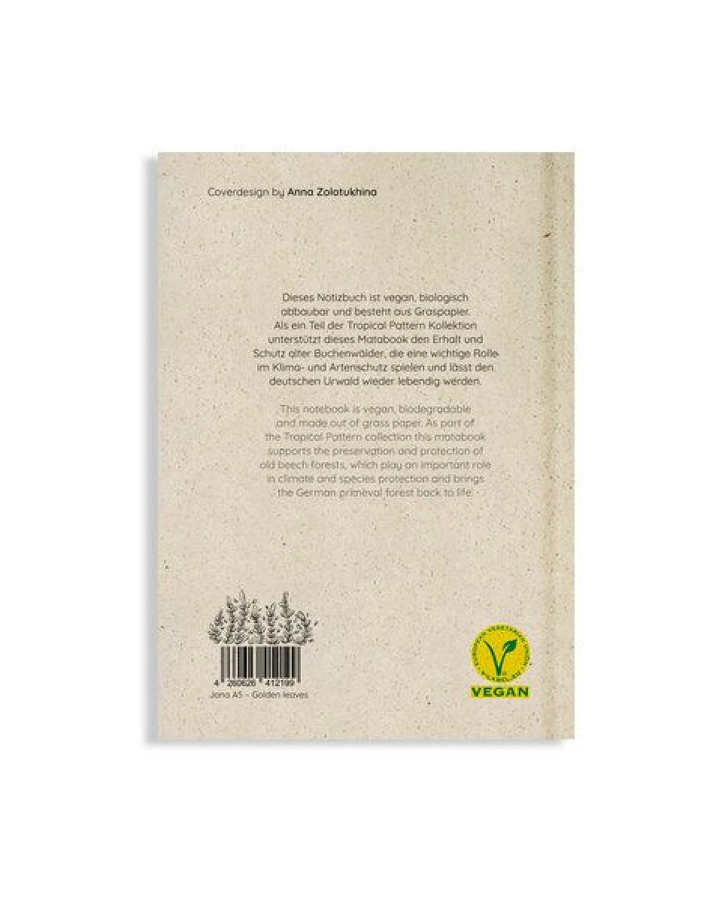 matabooks® Nachhaltiges A5 Notizbuch/Tagebuch/Skizzenbuch aus Graspapier – Jana – Ansicht 3