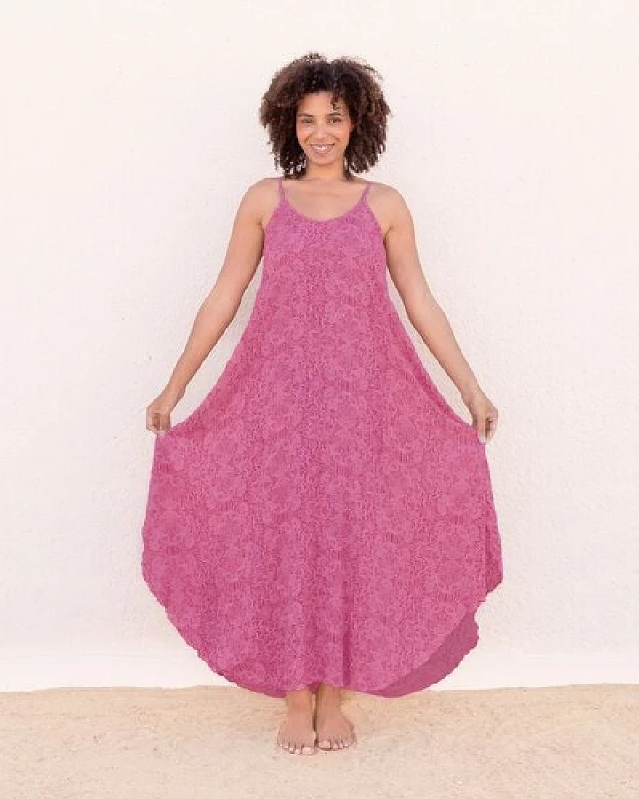 Jaya MAXIKLEID ESTELLE - Damen - Luftig-leichtes Maxikleid mit Allover-Blütenprint aus weichfließender Rayon-Viskose ideal für den Urlaub