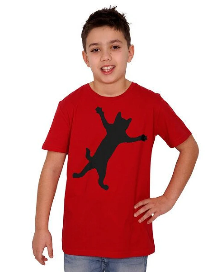 HANDGEDRUCKT "Klammerkatze" Unisex Kinder T-Shirt