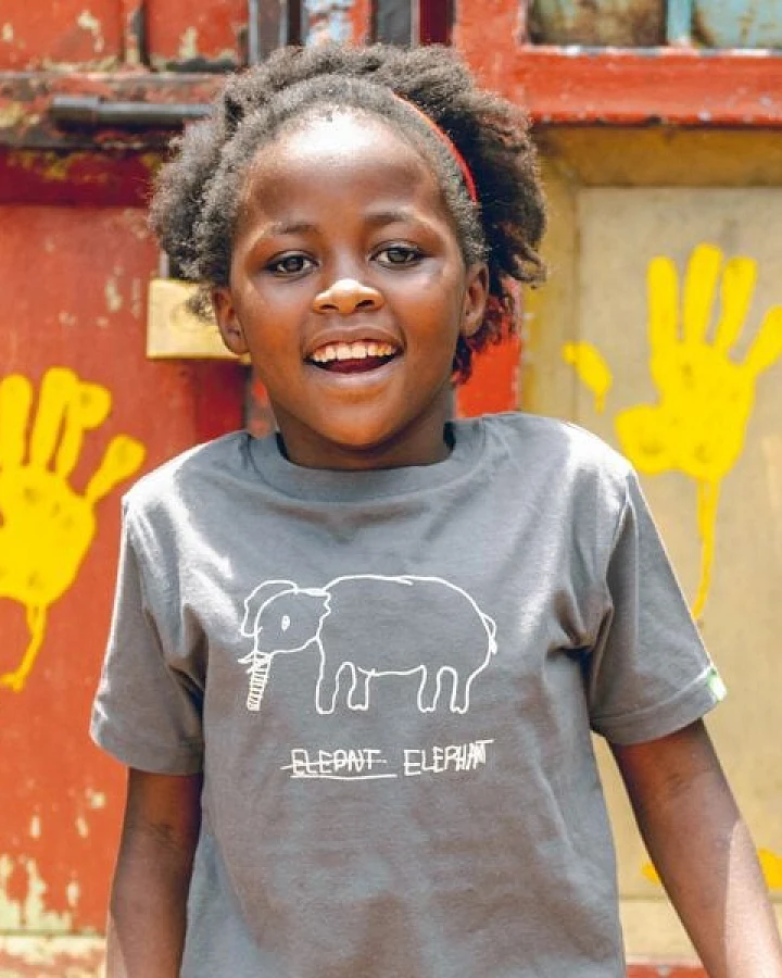Kipepeo-Clothing Kinder T-Shirt aus Bio-Baumwolle ELEPHANT Dunkelgrau. Made in Africa