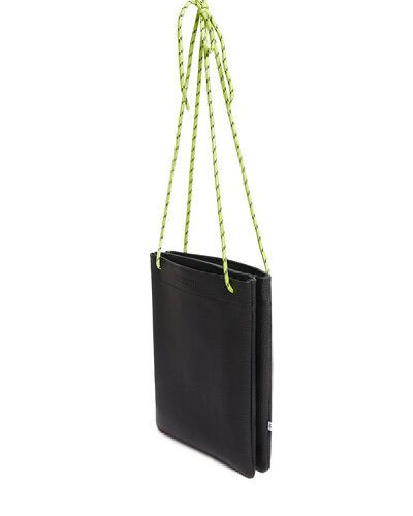 ELEKTROPULLI Handtasche TEA aus wunderschönem schwarz meliertem Leder mit neon Band. – Ansicht 2