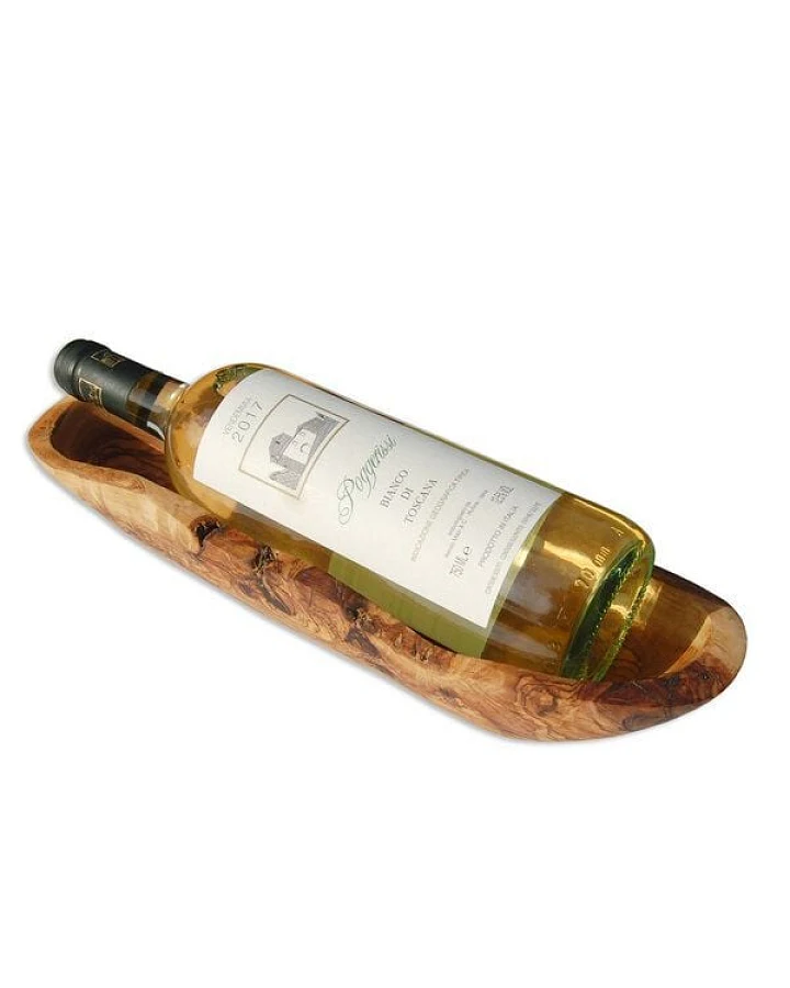 Olivenholz erleben Schale als Weinpräsent 34-36 cm lang