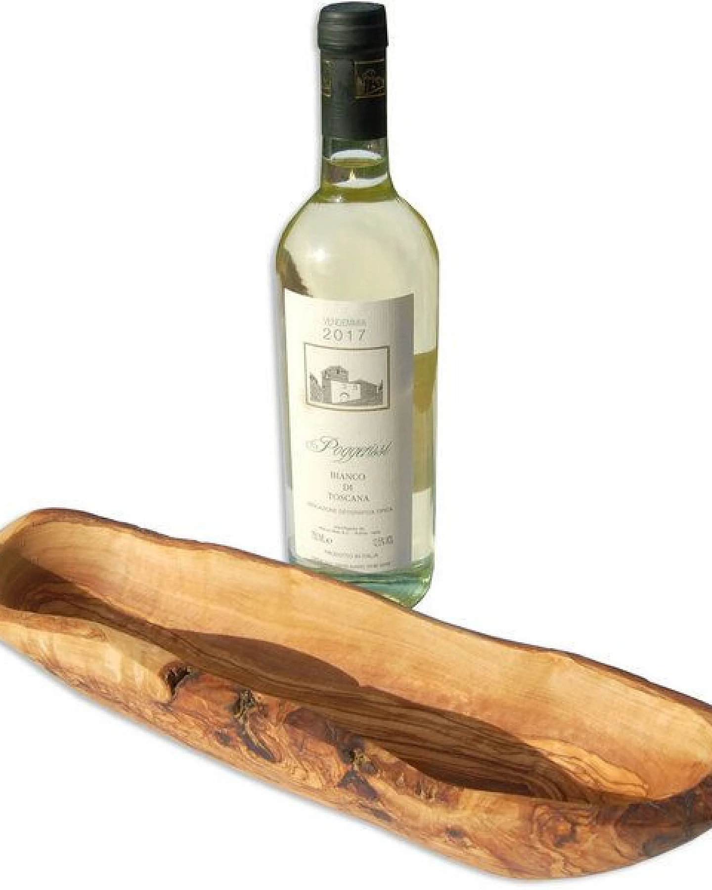 Olivenholz erleben Schale als Weinpräsent 34-36 cm lang – Ansicht 2