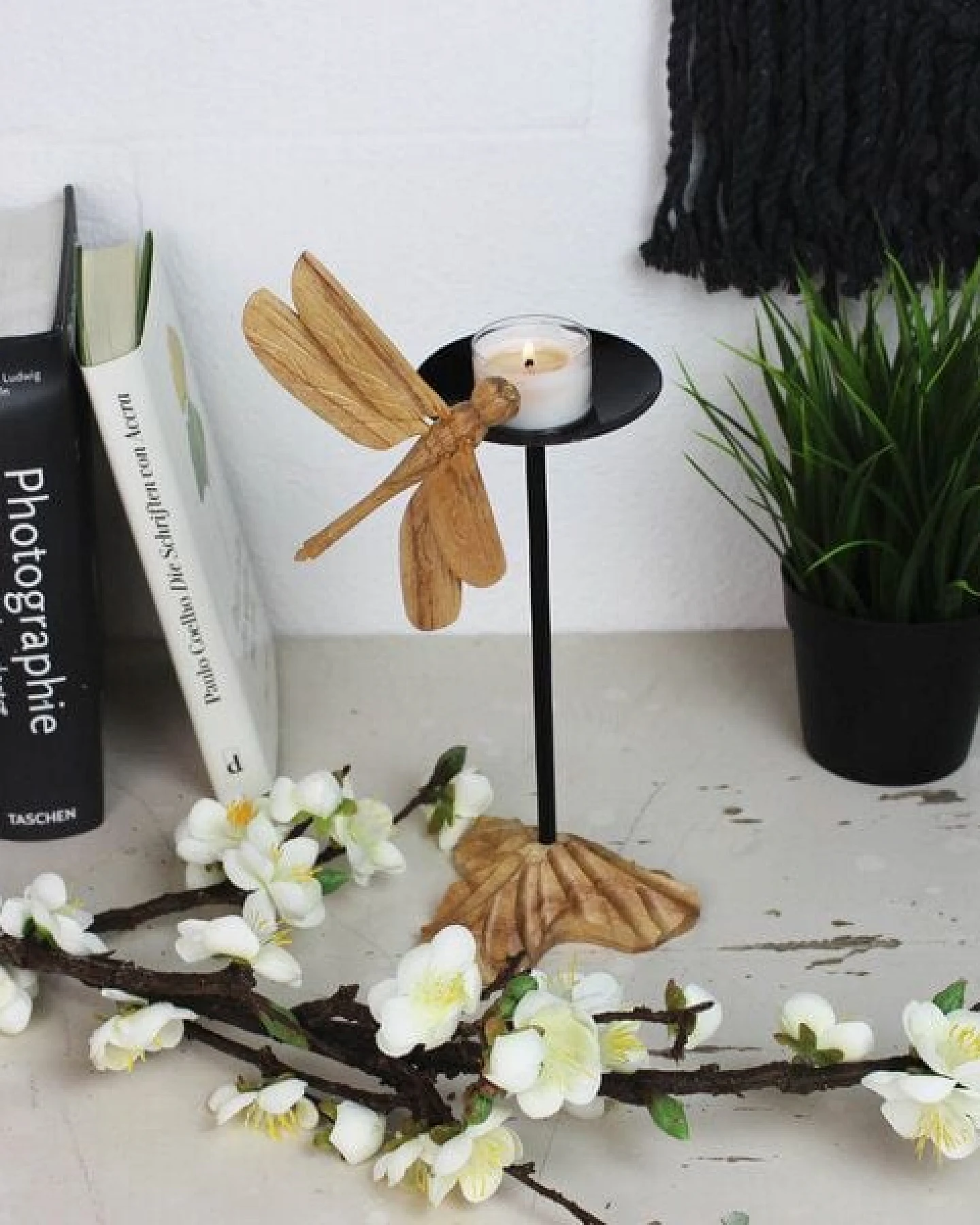Mitienda Shop Kerzenständer aus Holz Libelle, Schmetterling – Ansicht 2