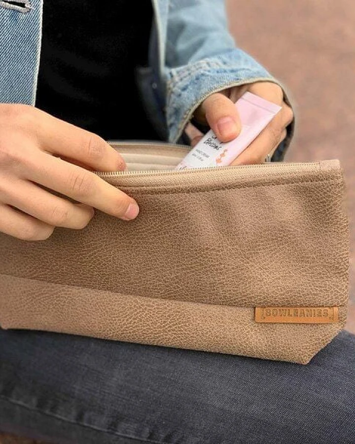 BOWLEANIES TASCHEN Schminktasche XL aus Lederfaserstoff