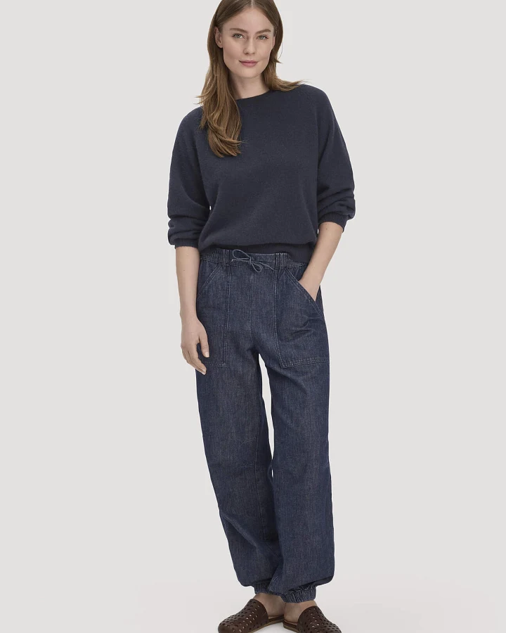 hessnatur Damen Jeans Soft Utility aus Bio-Denim mit Kapok - blau - Größe 46